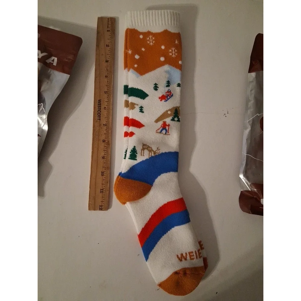 Lot of 2: Weierya Wool Blend Ski Socks Kids / Women's Small Burnt Orange Winter